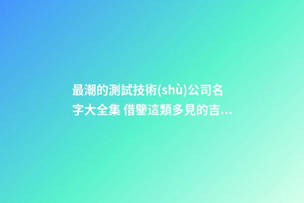 最潮的測試技術(shù)公司名字大全集 借鑒這類多見的吉名